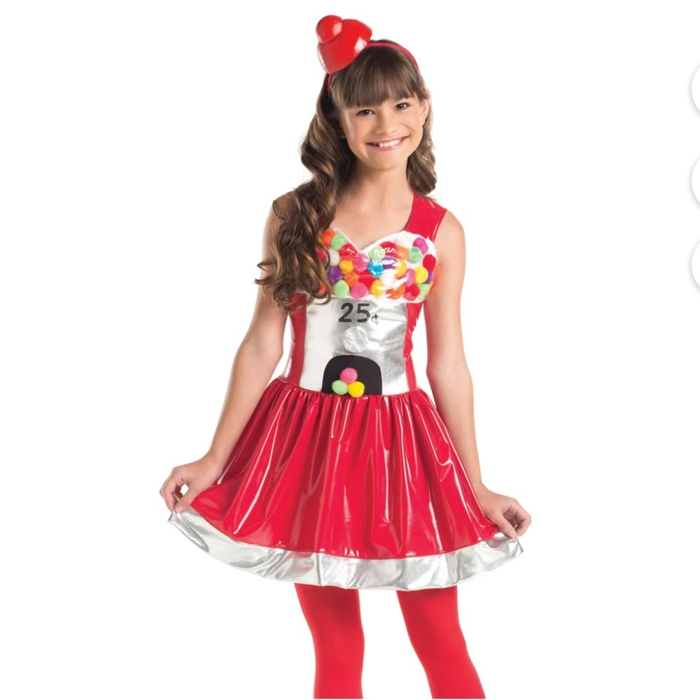 Bubblegum Cutie Costume for Girls - Red and Silver